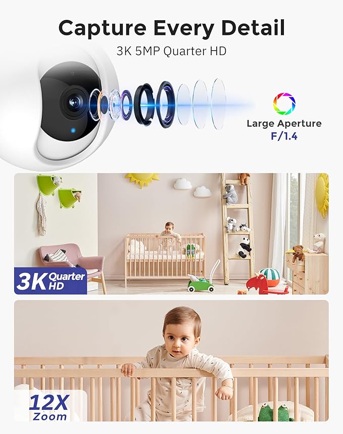 Hugolog 3K 5MP Indoor Pan/Tilt Security Camera - Image 2