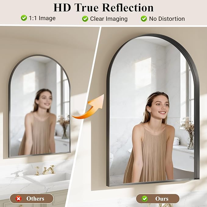 Arch Bathroom Mirror, Tempered Glass Decor Mirror - Image 4
