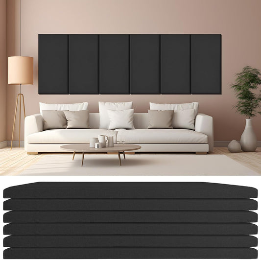 6 PCS Acoustic Panels, Large Soundproof Wall Panels, Professional Fiberglass