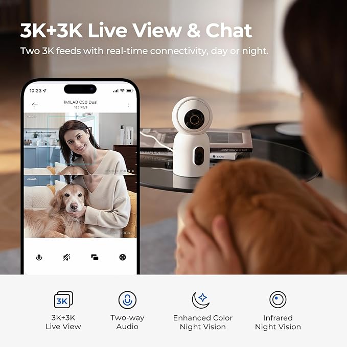 IMILAB C30 Dual Security Camera Indoor, 3K+3K Lens Pet/Baby Monitor Camera - Image 4