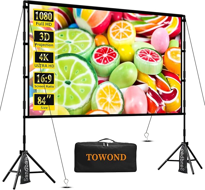 TOWOND Projector Screen with Stand, 84 inch Outdoor Projector Screen Portable by TOWOND-JLFOfficial