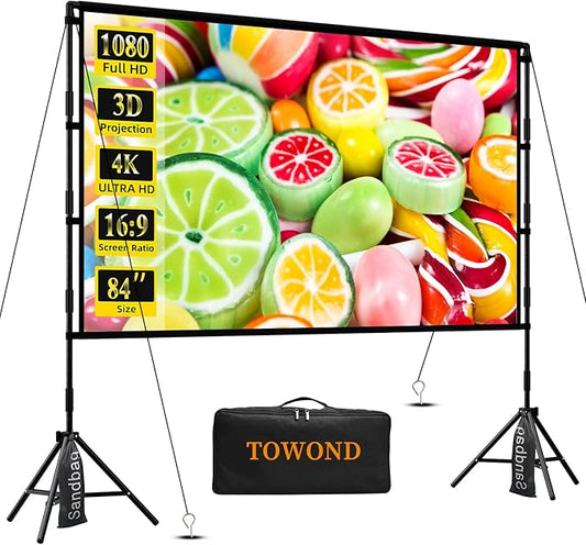 TOWOND Projector Screen with Stand, 84 inch Outdoor Projector Screen Portable by TOWOND-JLFOfficial