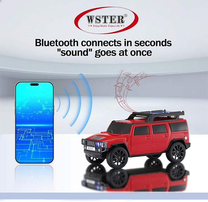 WSTER WS-696 Solar Bluetooth Replica Speaker – Portable Modern Off-Road Car - Image 7