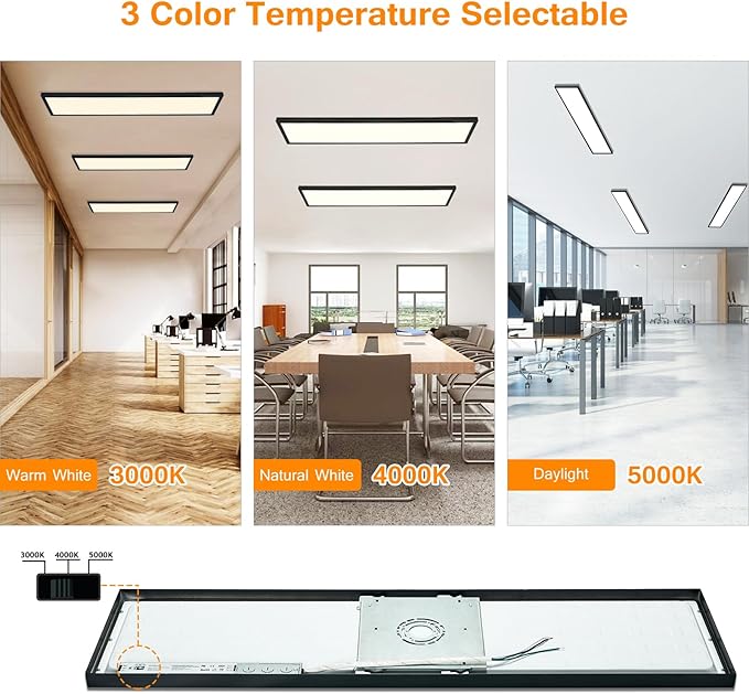 Mcacggo 12-Pack Black 1x4 LED Flat Panel Light Surface Mount, 5000K-4000K-3000K - Image 3