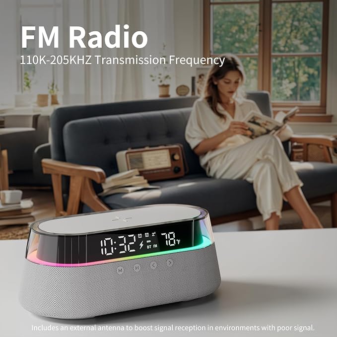 KUANGXIANG 6-in-1 Bluetooth Speaker Alarm Clock - Image 3