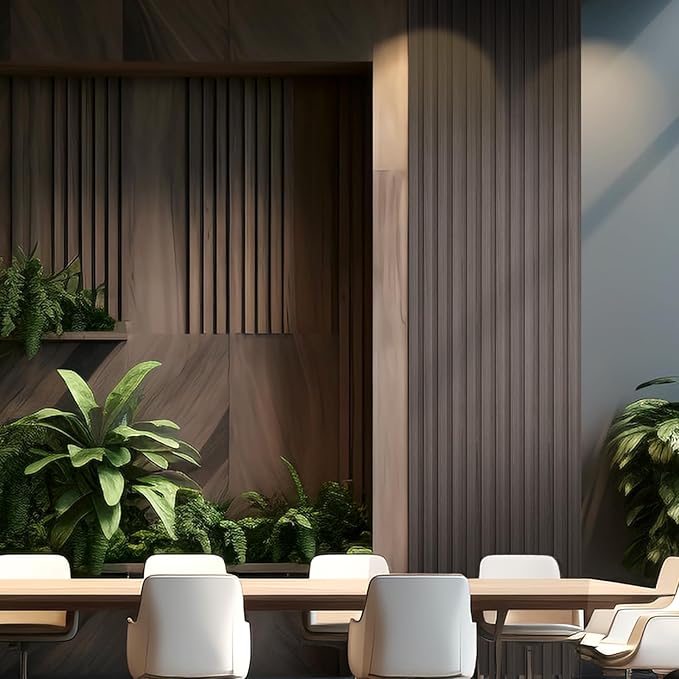 OUZUGIE WPC Acoustic Slat Wall Paneling, Living Room, TV Background, Study Room - Image 2