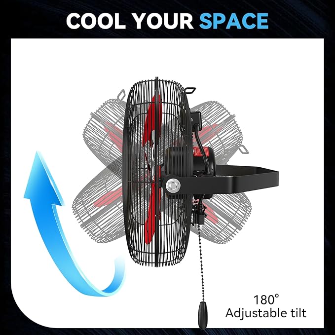 Fanqiebros 12 IN High Velocity Wall Mount Fan, 3 Speed Industrial Wall Fan - Image 4