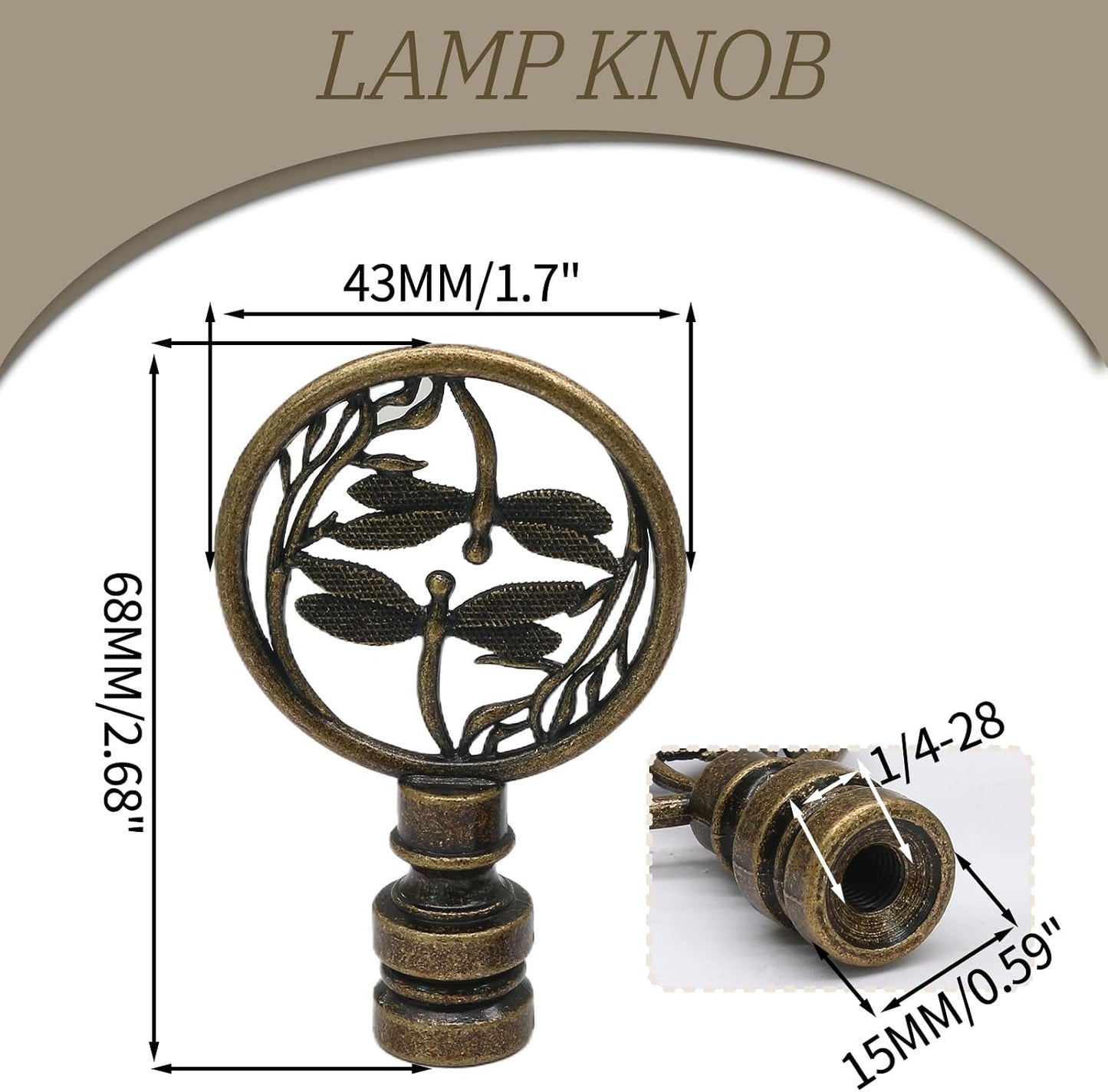 Biaungdo 2 Pack Double Dragonflies Lamp Finial, Antique Bronze | Decorative Finial for Lamp Shades, Hollowing Out Design, Lamp Finial Cap Knobs, For Table Lamp, Floor Lamp