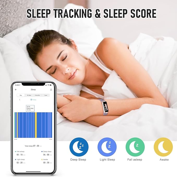 Fitness Tracker with 24/7 Heart Rate Blood Oxygen Sleep Monitor, 1.1" AMOLED - Image 4