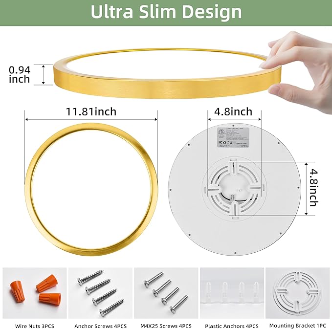 hykolity 12 Inch Selectable CCT LED Round Flat Panel Light, 24W - Image 3