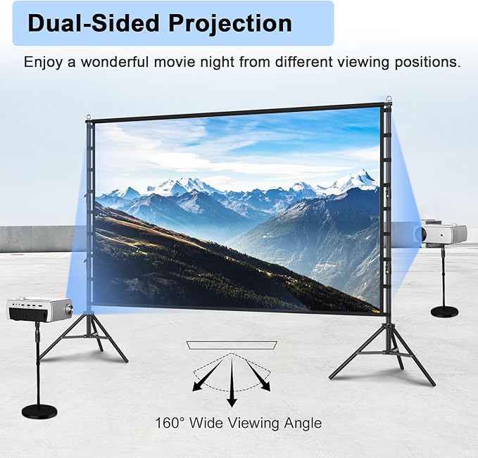 Outdoor Projector Screen with Stand, TOWOND 200 Inch Portable Projection Screen - Image 5