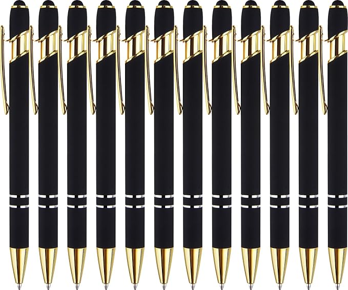 LINFANC 12 Pack Black Gold Ballpoint Pen by LINFANC