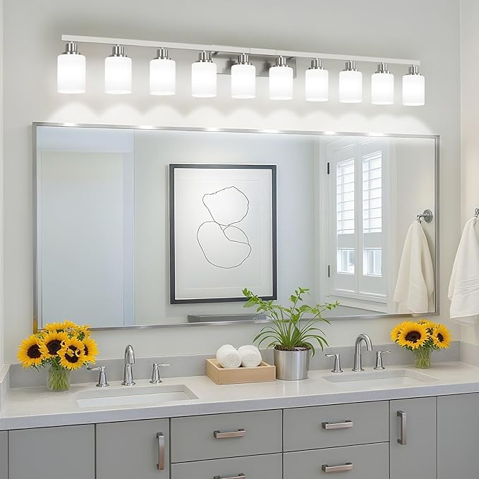 DIKAIDA 10-Light Bathroom Vanity Light Brushed Nickel, 64.5in Vanity Lights - Image 2