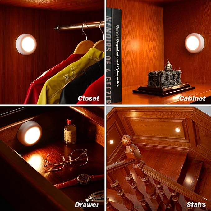 STAR-SPANGLED 3 Pack 3.1” Motion Sensor Lights Indoor AA Battery Operated - Image 7