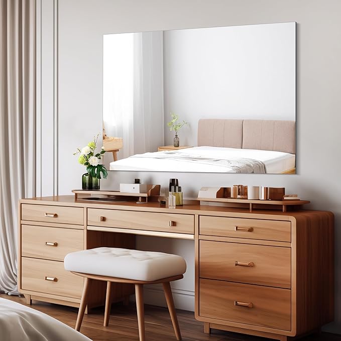 CILIBER Frameless Mirror, 30x40 Inch Rectangle Bathroom Mirrors - Image 2