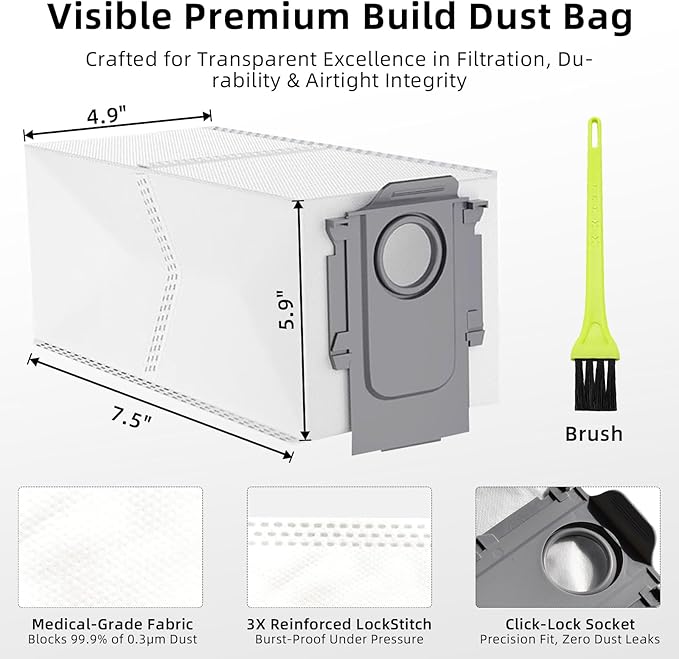 18 Pack Dust Bags for Roborock QRevo/Saros 10R/ S8 MaxV Ultra/Qrevo Pro/Qrevo - Image 3
