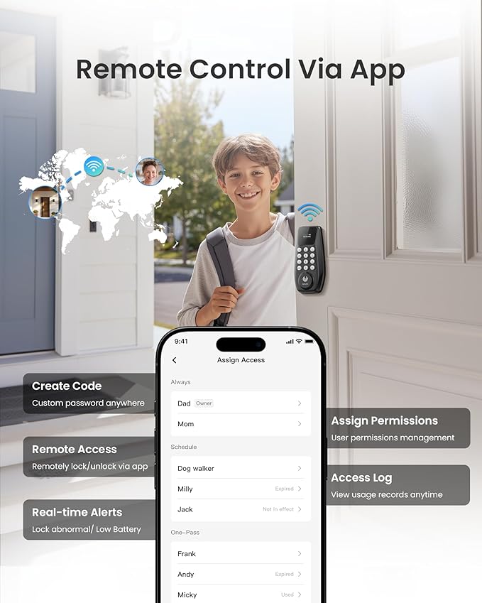 DESLOC C100 Plus Built-in WiFi Smart Lock, Keyless Entry Door Lock - Image 5