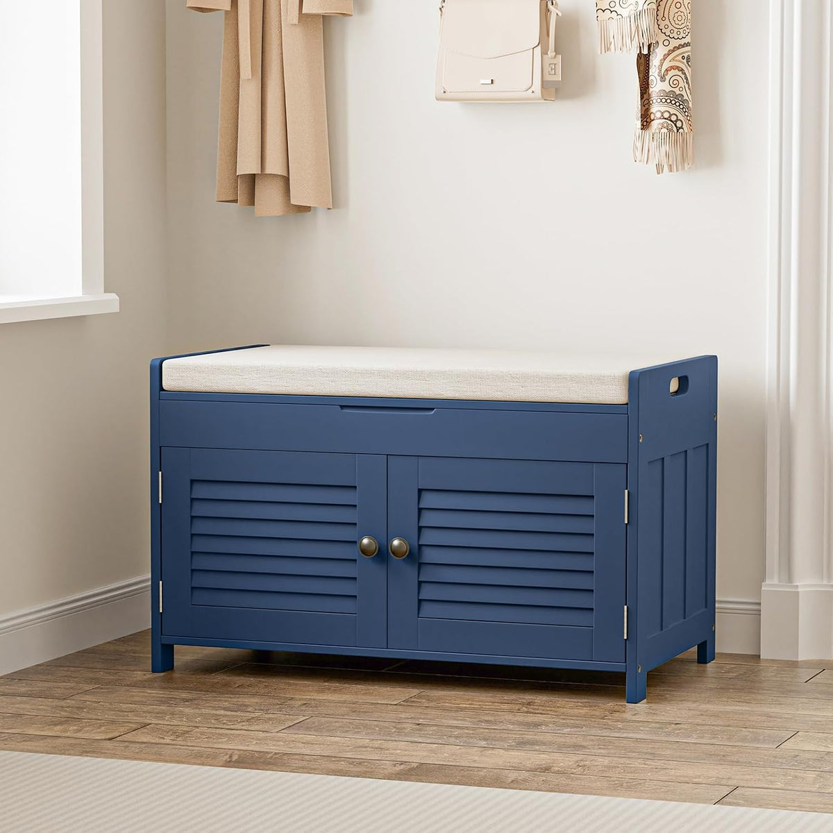 warmhoniu shoe storage bench with 2 drawers storage, main product view