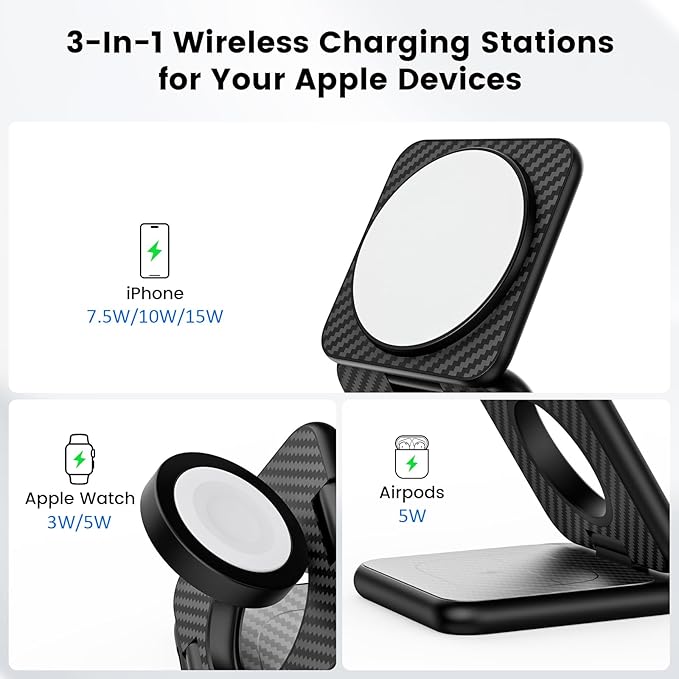 KU XIU X40 Plus Foldable Magnetic Wireless Charger, Portable 3 in 1 Charging - Image 3