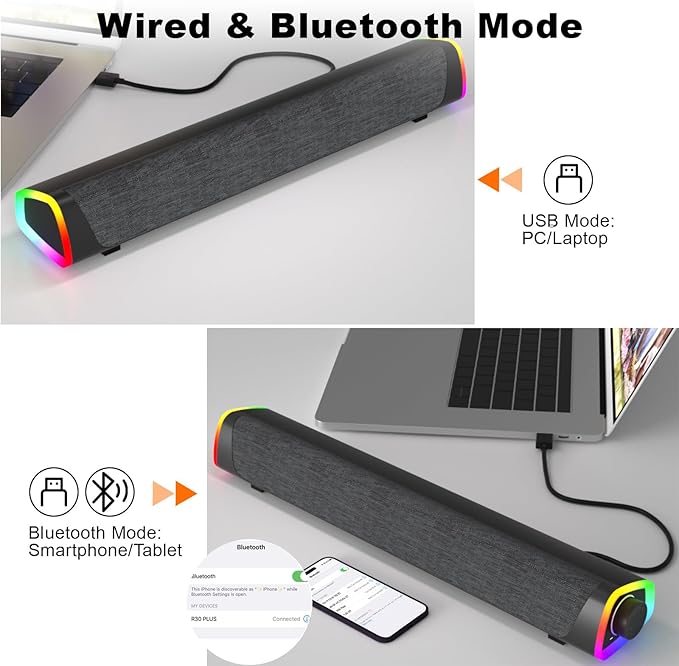SOULION R30 Plus Bluetooth Computer Speakers, All-in-One Control Button - Image 4
