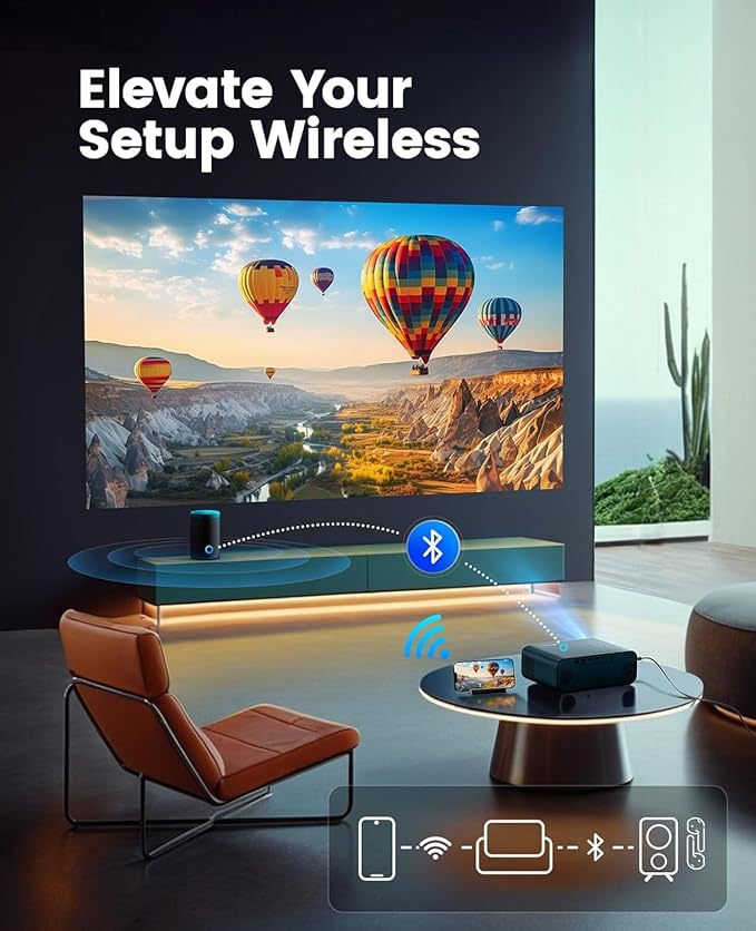 Smart Outdoor Projector with WiFi and Bluetooth, 800ANSI Movie Projector - Image 7