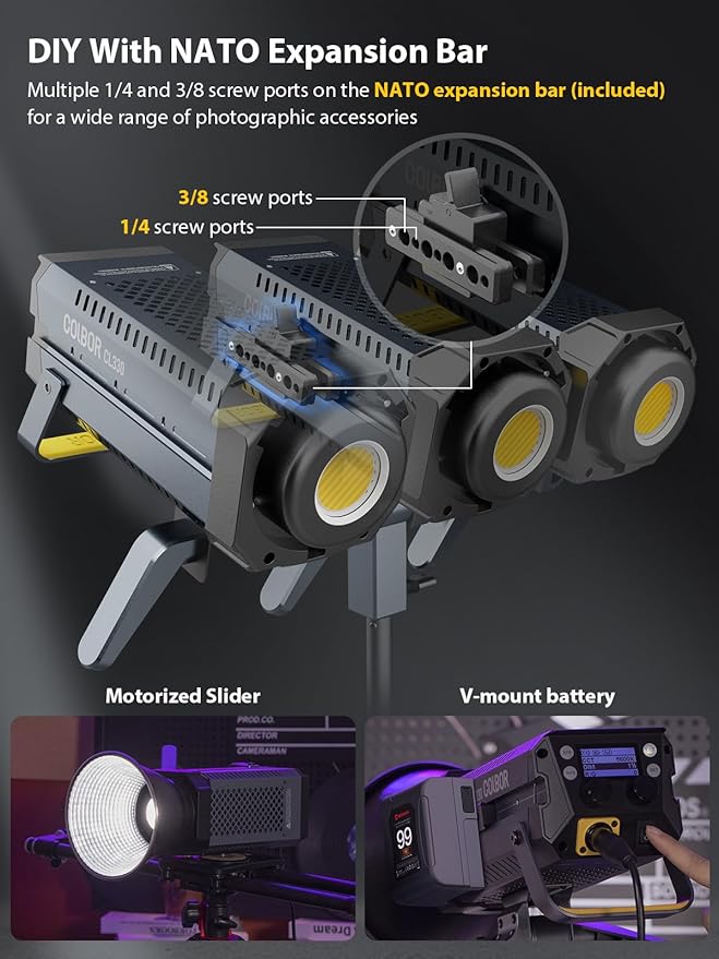 Video Light, COLBOR CL330 330W Continuous Lighting 2700-6500K Bi-Color CRI96+ 65 - Image 9