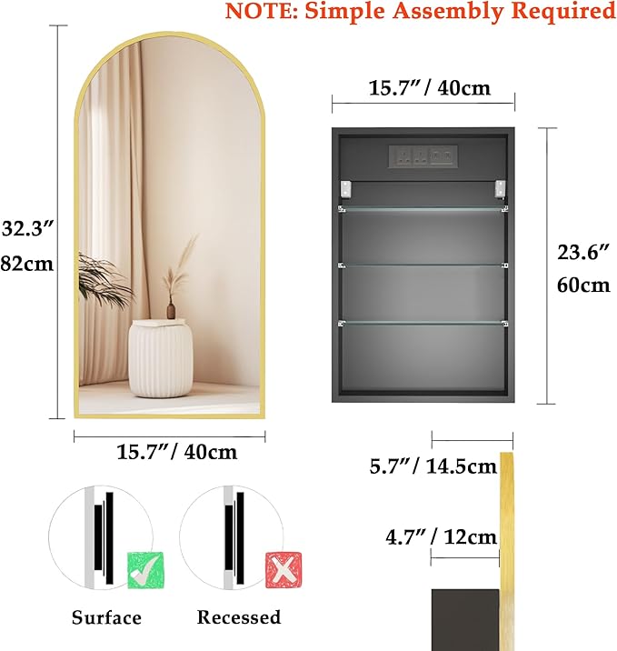 Gold Bathroom Medicine Cabinet - Image 2