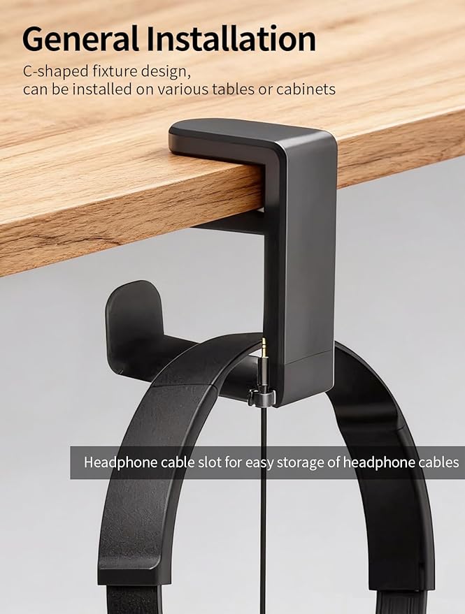 STEARBOR Headphone Hook，Under Desk Headphone Holder，PC Gaming Headset - Image 3