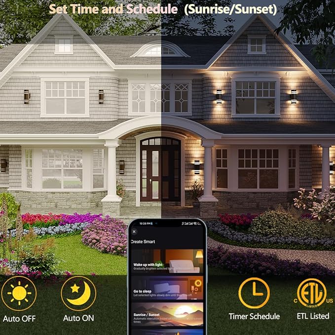 rosykite Smart Outdoor Wall Lights Color Changing 2 Pack, RGB+2700K-6500K - Image 3