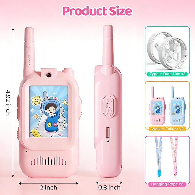 Video Walkie Talkies for Kids, 2 Pack Rechargeable Kids Walkie Talkies - Image 6