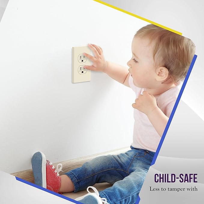 ENERLITES Duplex Outlet Receptacle Cover, Screwless Wall Plate, Standard Size - Image 6