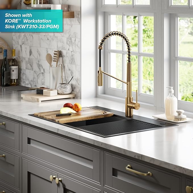 KRAUS Oletto Commercial Style Single Handle Pull Down Kitchen Faucet - Image 12