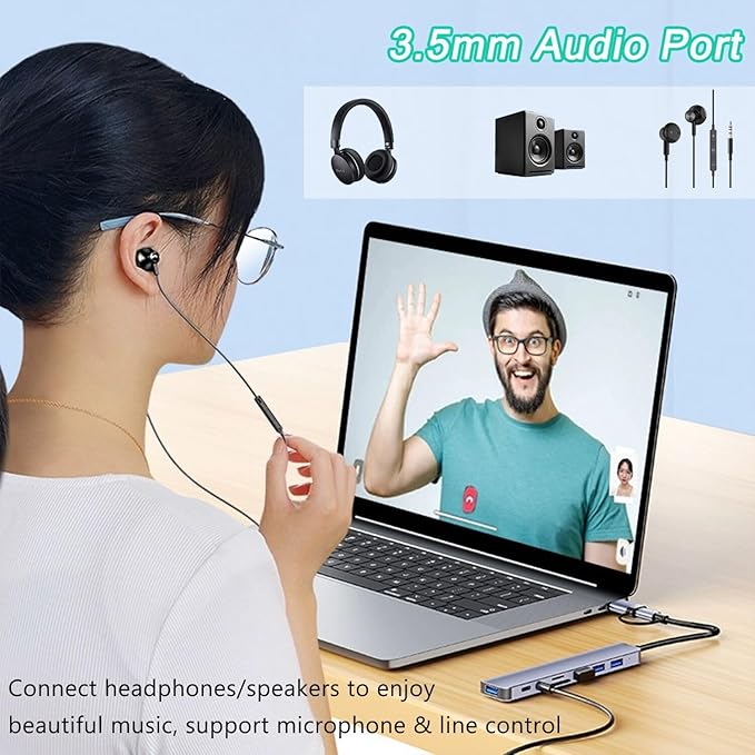 USB C Hub USB Hub 3.0, VIENON Aluminum 8 in 1 USB Extender - Image 5