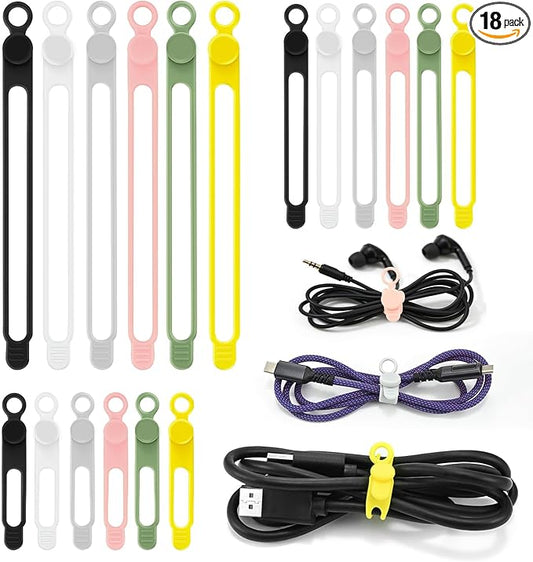 CozyNestMo Silicone Cable Ties Reusable, Elastic Wire Organizer Ties, by CozyNestMo