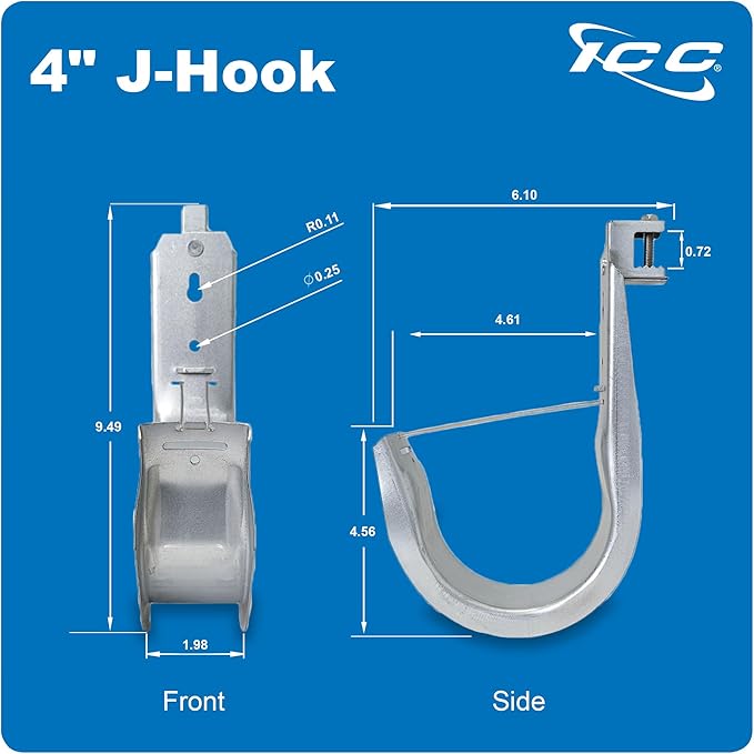 ICC Beam Clamp J Hook 4” with Retainer Clip - Image 9