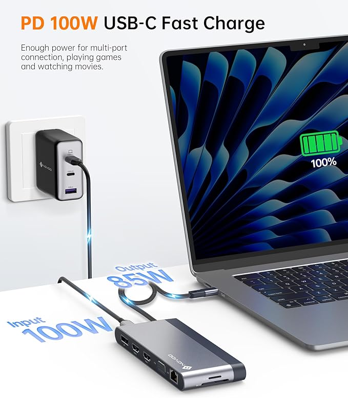 USB C Docking Station Quad Display, 14-in-1 Laptop Docking Station Dual Monitor - Image 5
