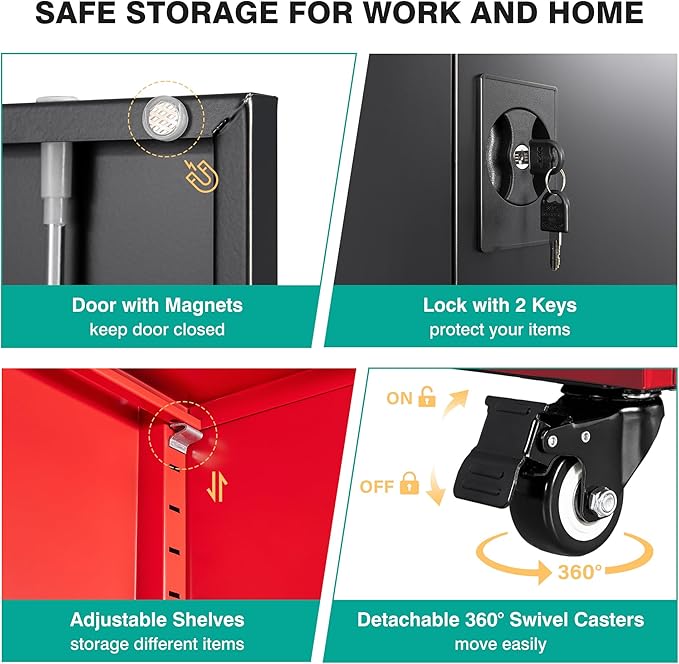 SISESOL 75" Tall Metal Storage Cabinet - Image 6