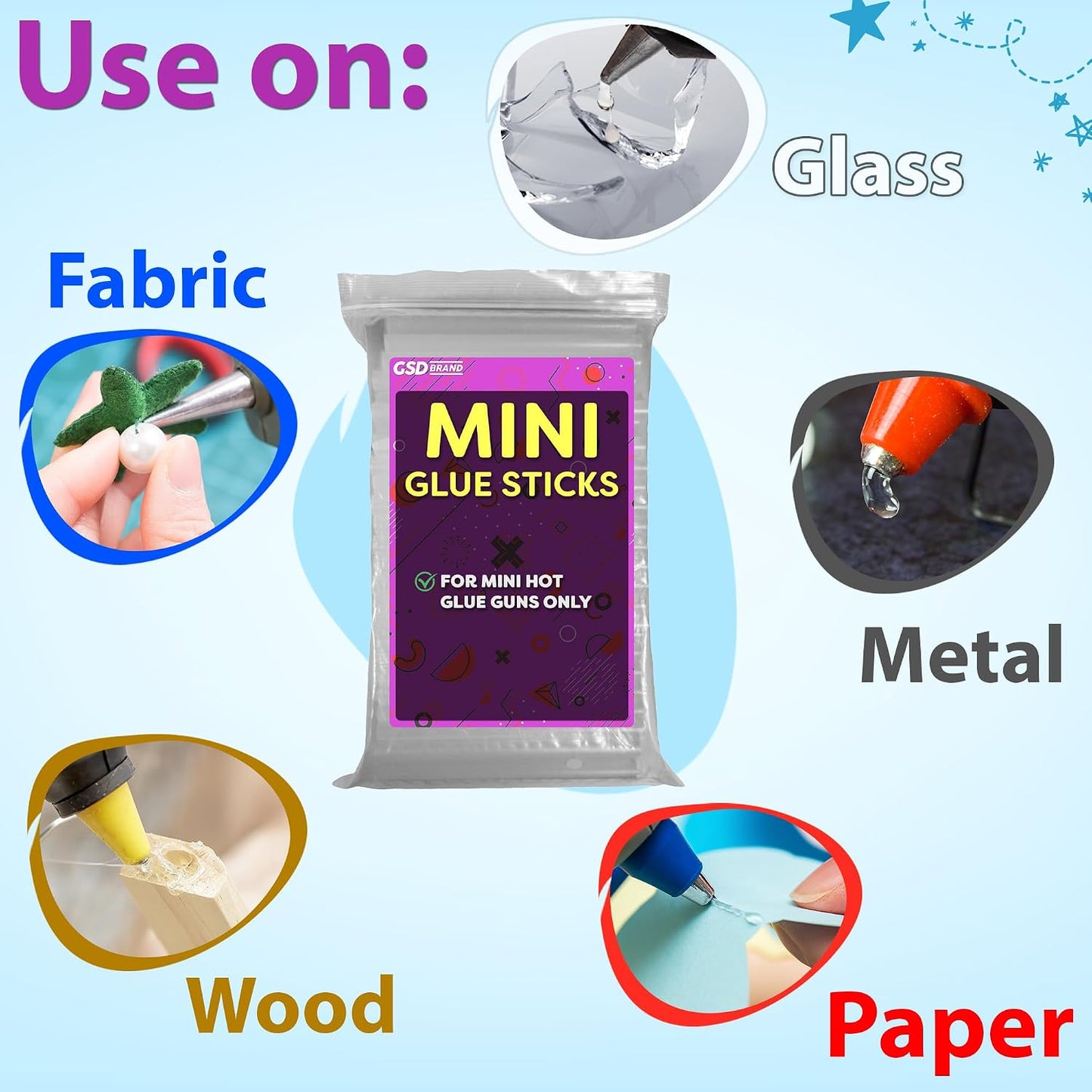 200 Pack Bulk Mini Hot Glue Sticks for Glue Gun, 4" x 0.27", 7mm | Small Clear Craft Adhesive, 30 Second Set Time, Low High Temp Compatible, Wood Glass Metal Paper Bonding