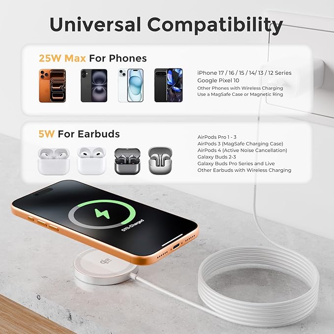 25W Magnetic Wireless Charging Pad: Qi2.2 Qi2 MagSafe Fast Charger - Image 2
