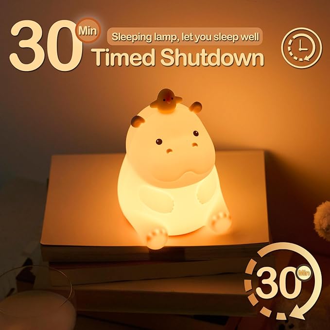 ATSUI Hippo Night Light, LED Squishy Novelty Animal Lamp, Food Grade Silicone - Image 2