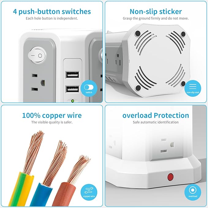 Surge Protector Power Strip Tower - Image 5