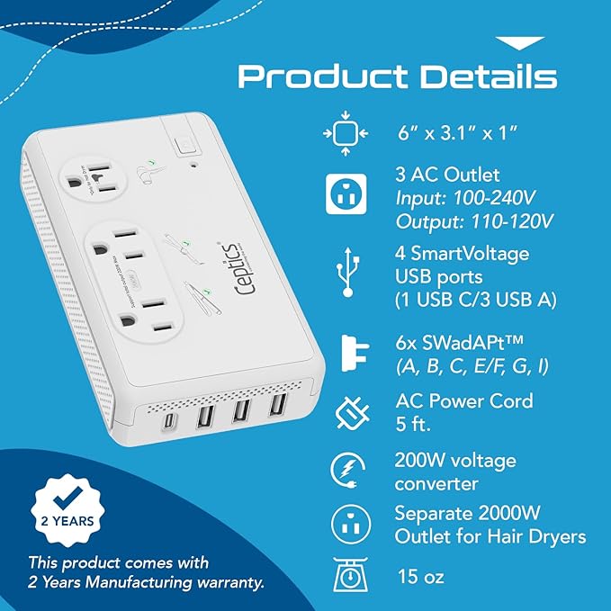 Ceptics 2000W Travel Voltage Converter - Image 8