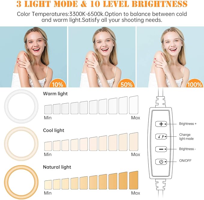 8 inch Desk Ring Light with Stand, Adjustable Computer Circle Light - Image 6