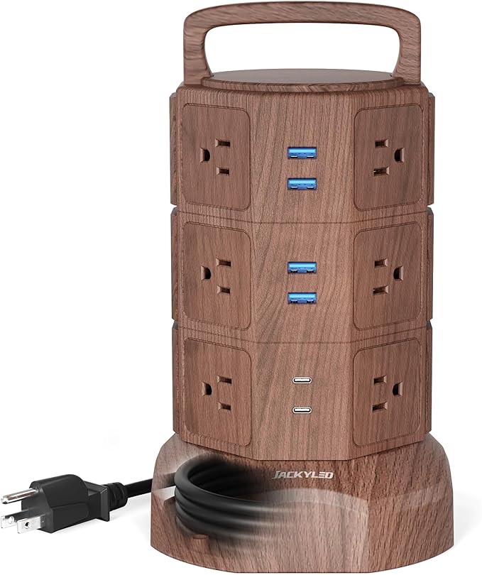 JACKYLED Power Strip Tower Surge Protector by JACKYLED