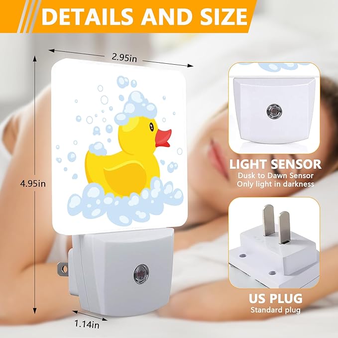 GANTINIR Night Light, Plug-into Cartoon Duck Nightlight White LED Lamp - Image 2