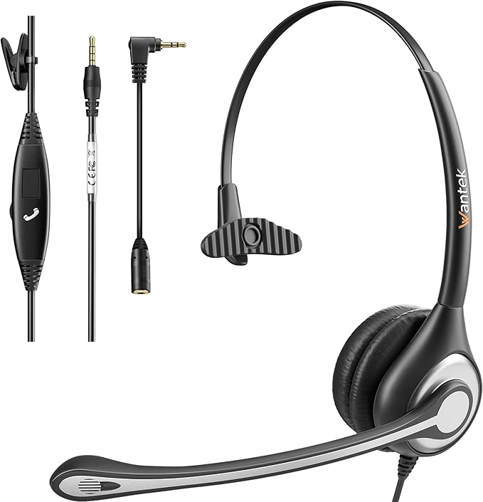Wantek Cell Phone Headset with Microphone Noise Cancelling by Wantek
