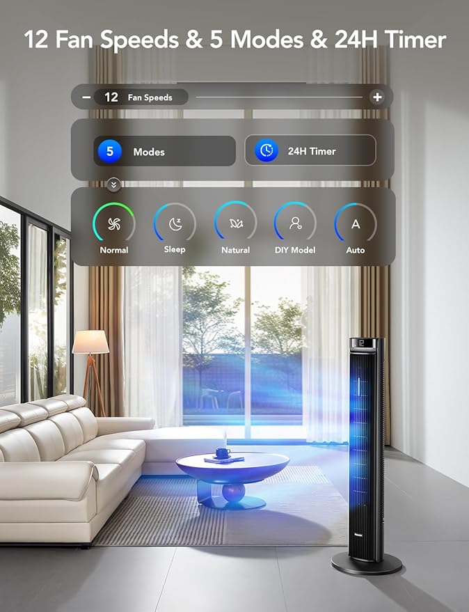 GoveeLife 42'' Tower Fan for Bedroom, Smart Floor Fans - Image 4