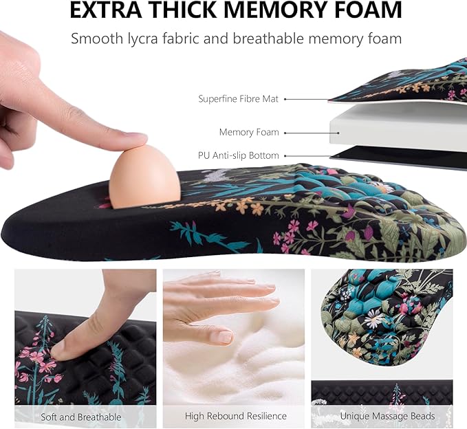 Mouse Pad Wrist Support, Laokiiy 2 in1 Keyboard Wrist Rest+ Ergonomic Mouse Pad - Image 3