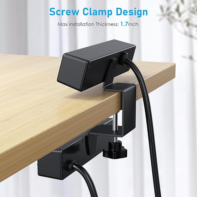 Dual Layer Desk Clamp Power Strip Surge Protector, Under Desk Power Strip - Image 6