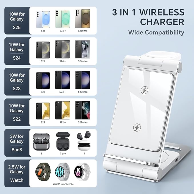 Wireless Charger for Samsung 3 in 1 Wireless Charging Station Foldable Wireless - Image 9